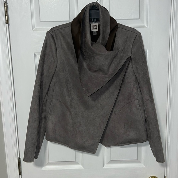 Anne Klein Size Medium Gray Bomber Jacket - Picture 1 of 5